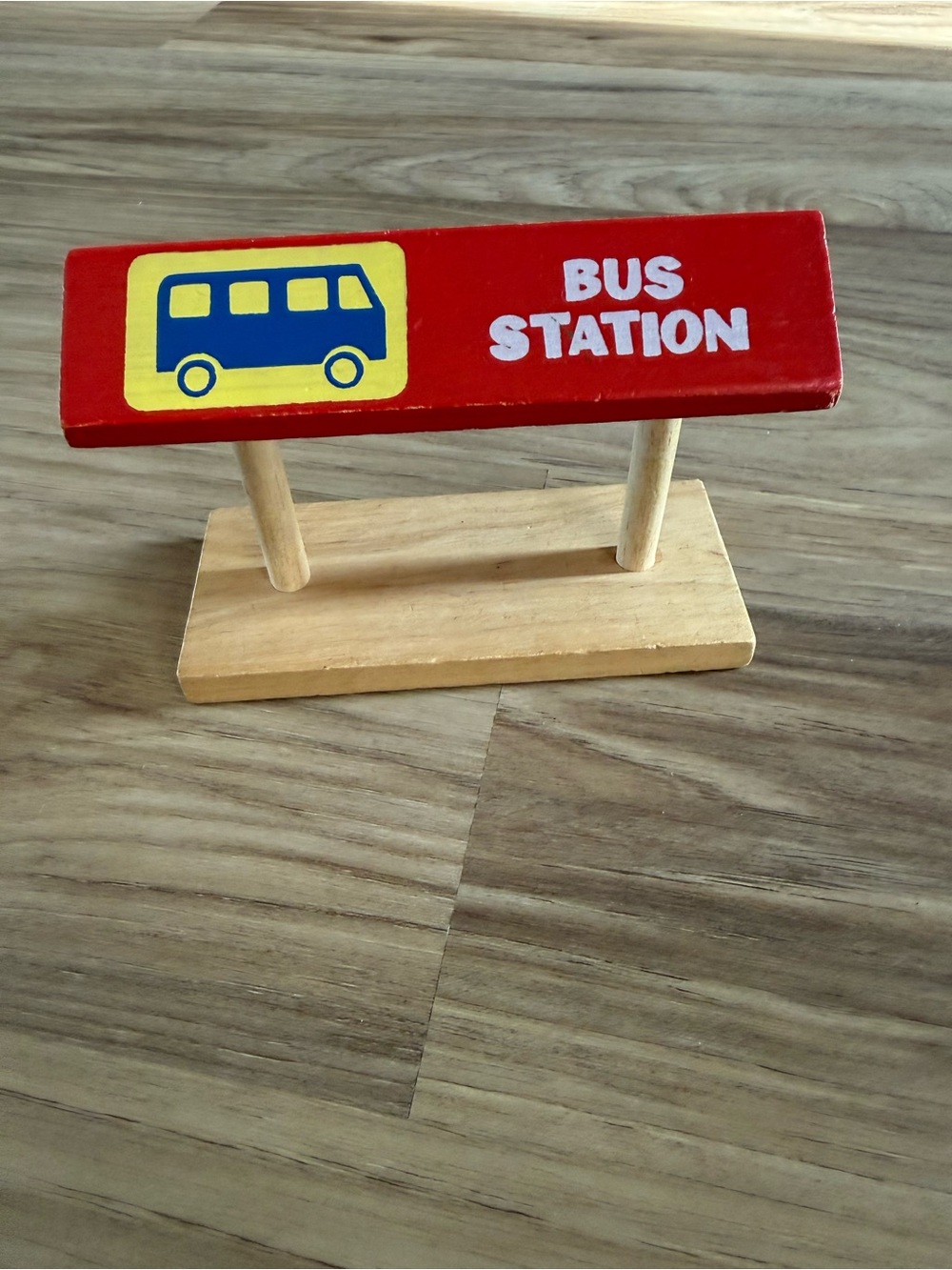 Wooden Kids Bus Station Play Sign Brio Thomas Compatible